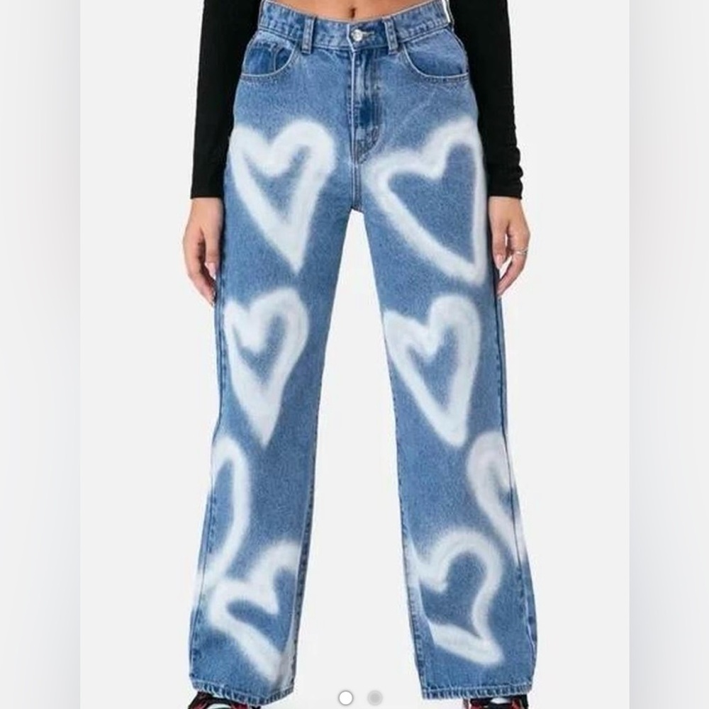 Adika Heart Spray Wide Leg Jeans